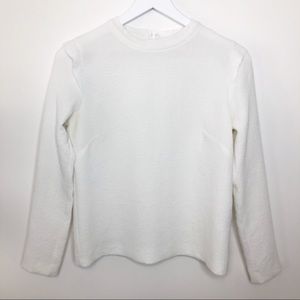 Sandro Paris White Ruffle Shoulder Crepe Blouse